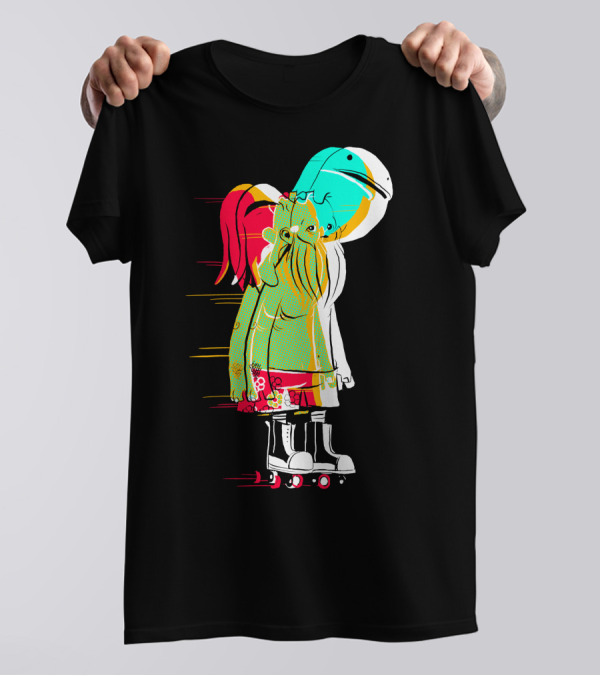 Too Rad For Registration Roller Skating Abstract Character With Helmet And Vibrant Colors T-Shirt
