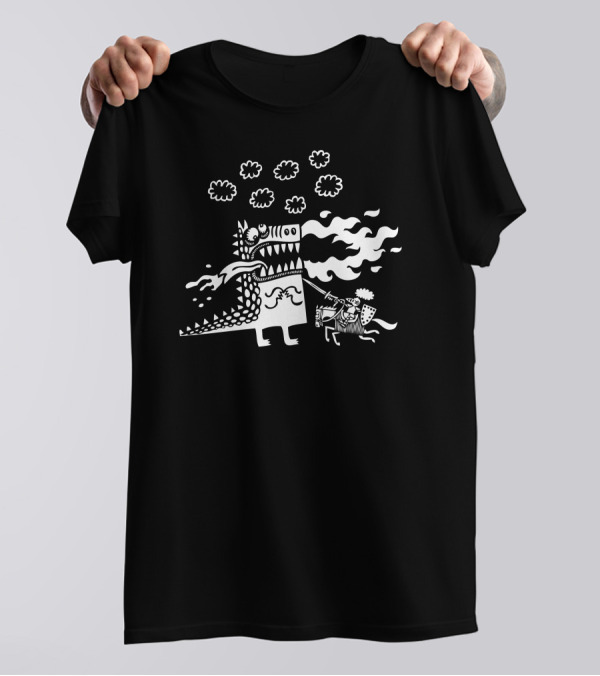 Victory Dragon Knight Battle With Fire-Breathing Creature And Brave Warrior T-Shirt