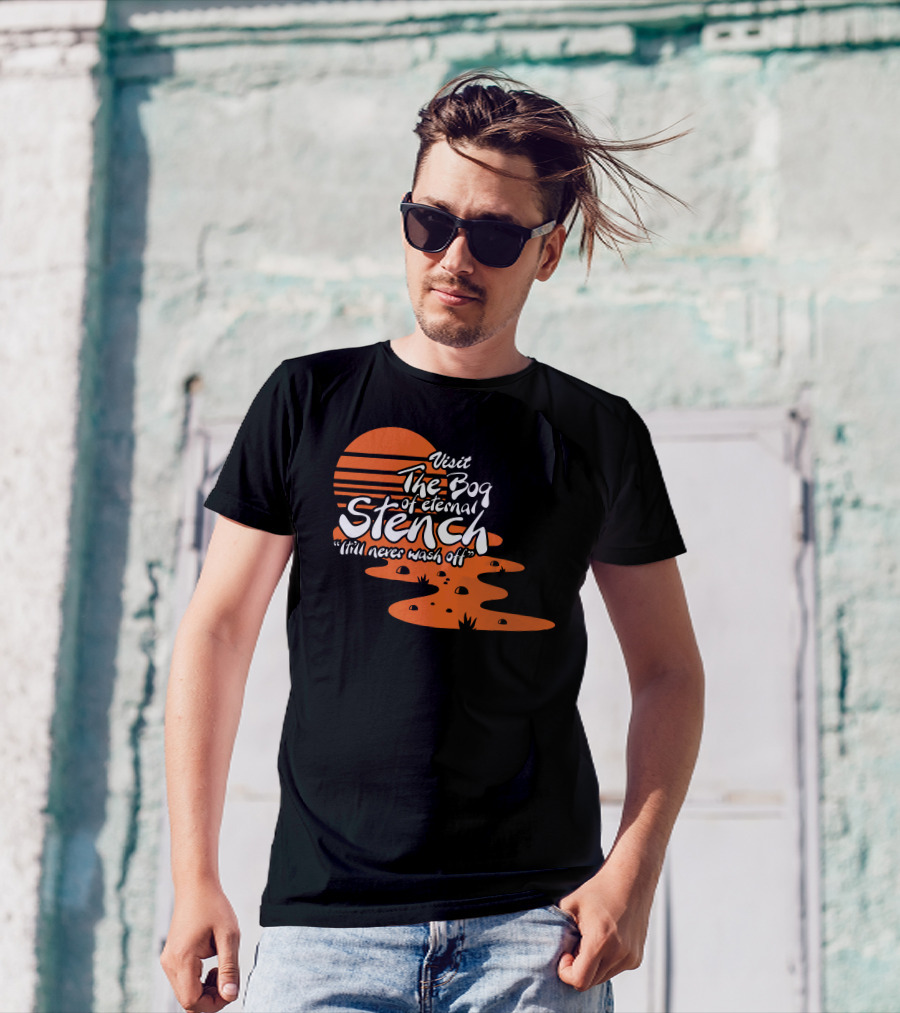 Visit The Bog Of Eternal Stench It'll Never Wash Off Retro Sunset T-Shirt