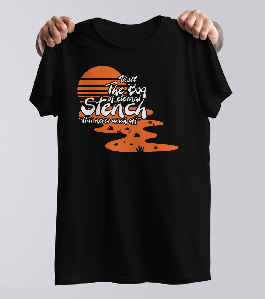 Visit The Bog Of Eternal Stench It'll Never Wash Off Retro Sunset T-Shirt