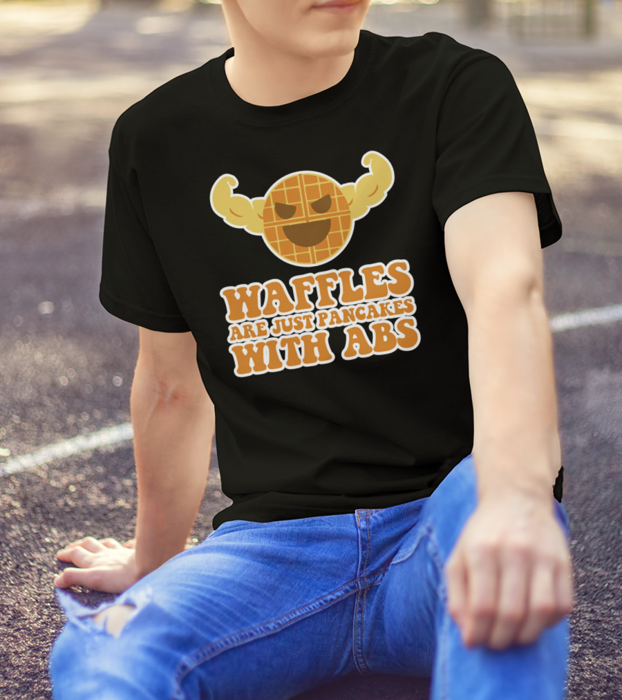 Waffles Are Just Pancakes With Abs Strong Emoji T-Shirt