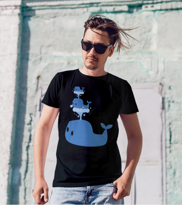 Whale Whale And Whale Stacked Blue Whales Playful T-Shirt