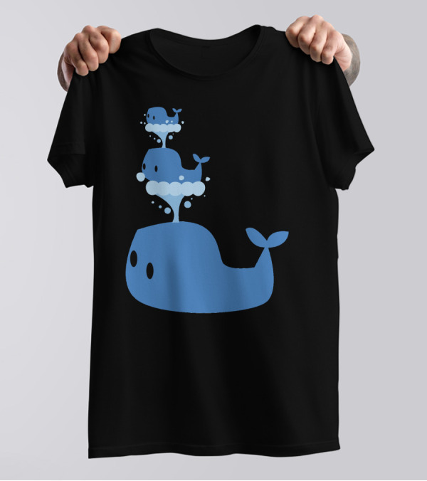 Whale Whale And Whale Stacked Blue Whales Playful T-Shirt