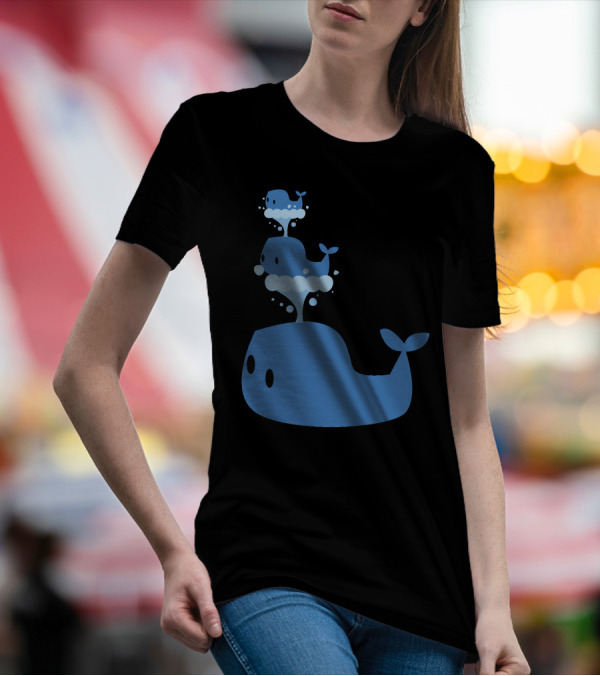 Whale Whale And Whale Stacked Blue Whales Playful T-Shirt