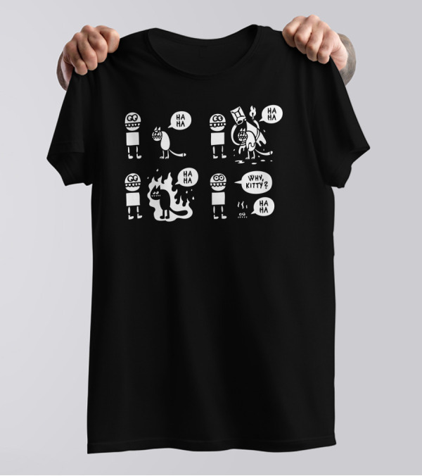 Why Kitty Comic Style Humor Ha Ha Speech Bubbles T-Shirt