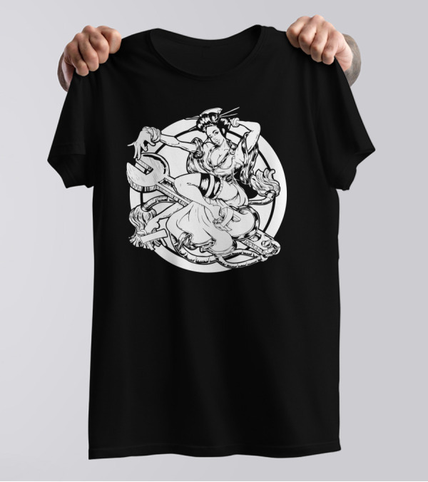 Wrenchin Long Time Geisha With Wrench In Flowing Robes T-Shirt
