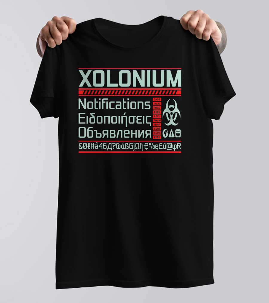 Xolonium Notifications Biohazard Languages And Symbols T-Shirt