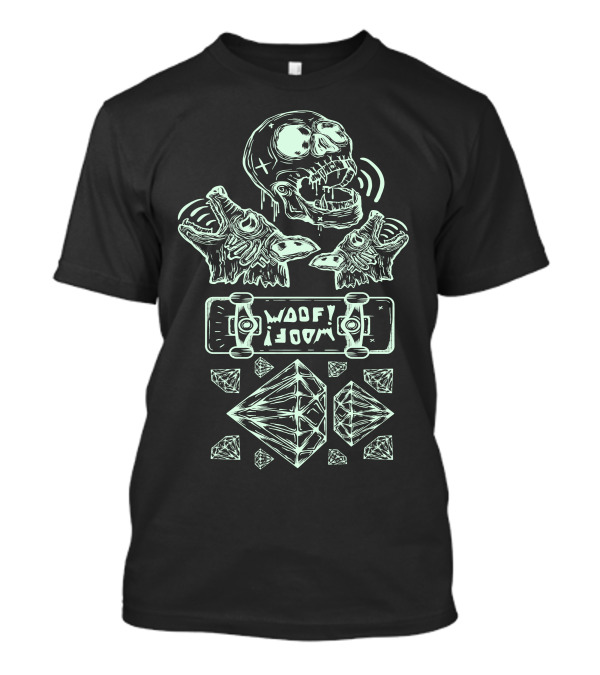 Yeah Dog Skull Wolf Woofy Skateboard Diamond T-Shirt