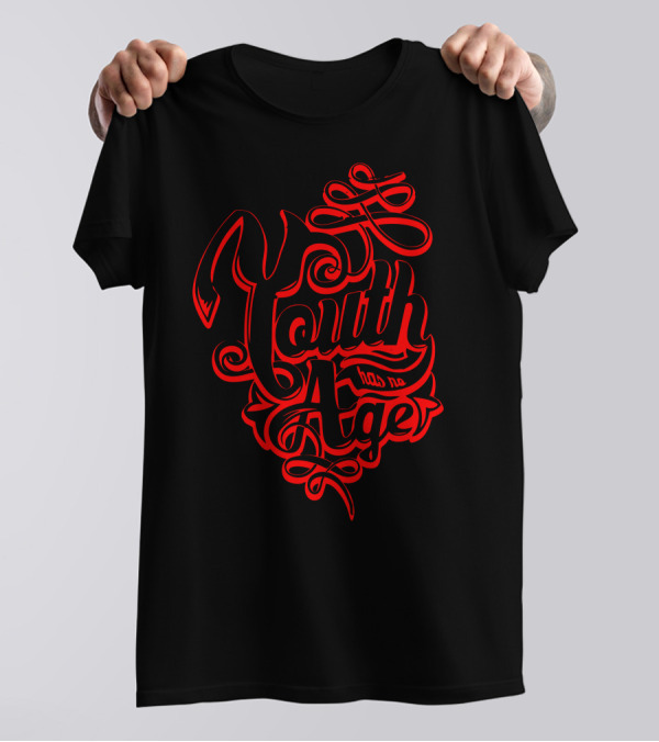 Youth Has No Age Bold Red Script T-Shirt