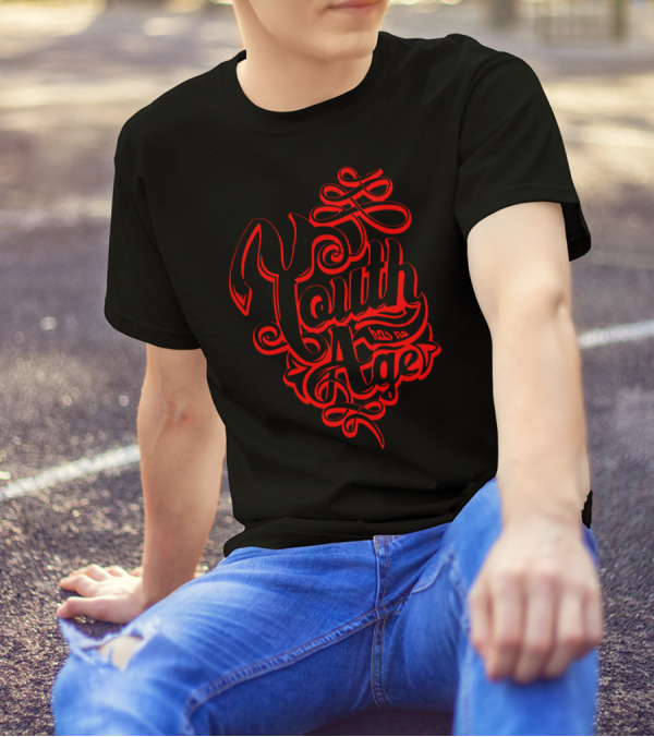 Youth Has No Age Bold Red Script T-Shirt