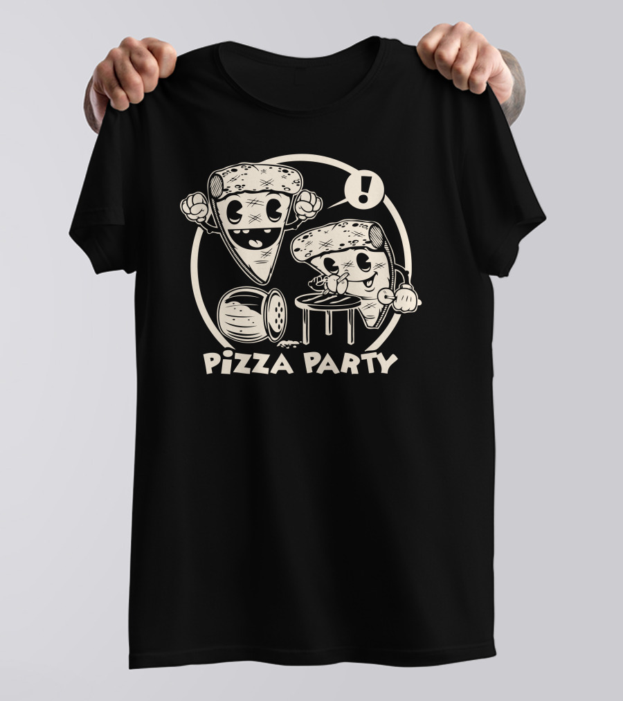 Retro Pizza Party Fun With Drum And Table Music T-Shirt
