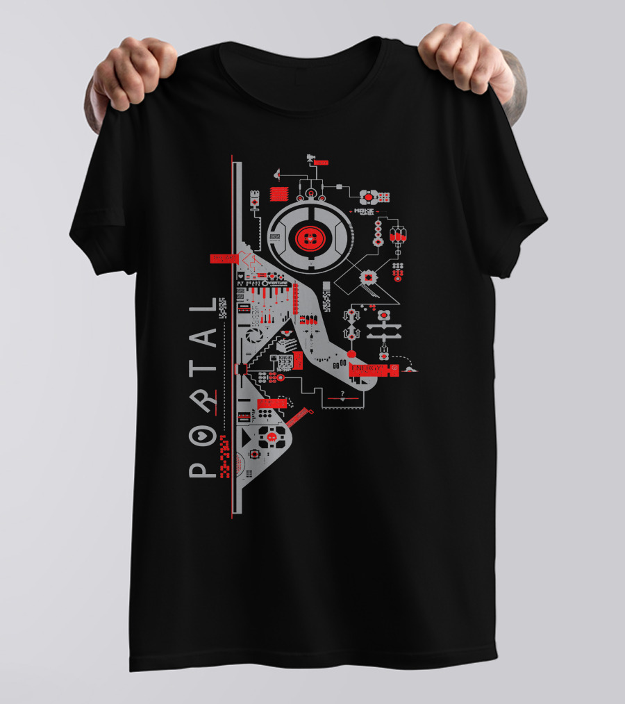 Portal Video Game Circuit Map Blueprint T-Shirt