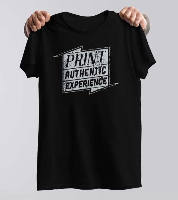 Print Is An Authentic Experience Distressed Lightning Style Vintage Aesthetic T-Shirt
