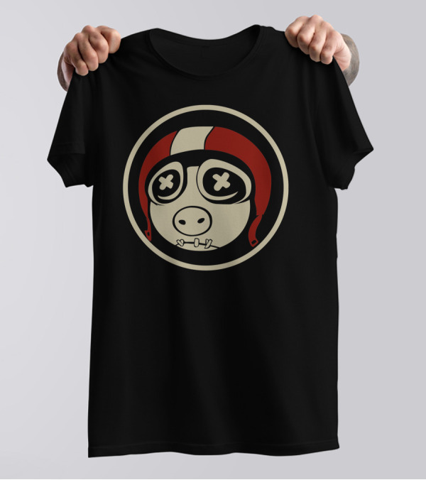 Roadhog Pig Biker Helmet Emblem T-Shirt