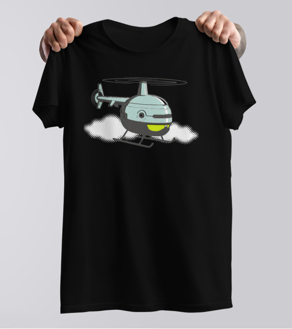 Robocopter In The Clouds With Futuristic Helicopter T-Shirt