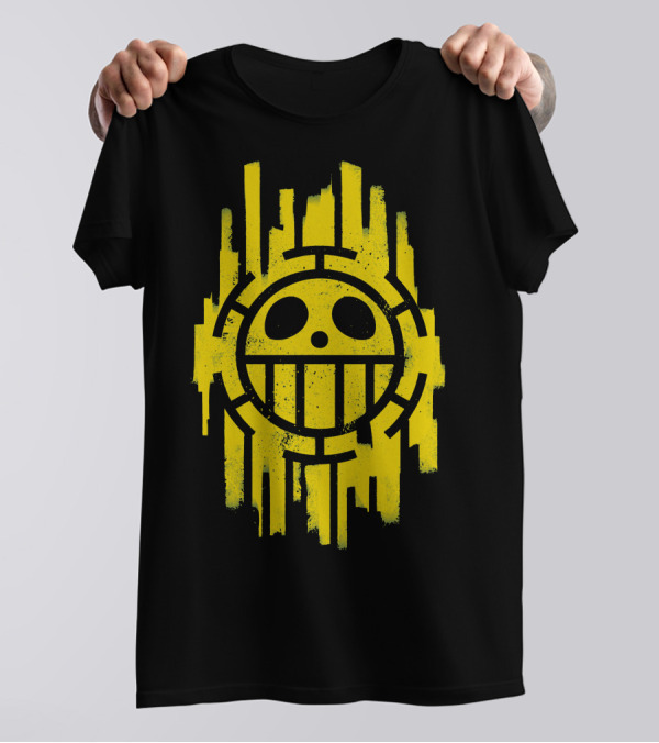 One Piece Trafalgar Law Jolly Roger Yellow Heart Pirates Emblem T-Shirt