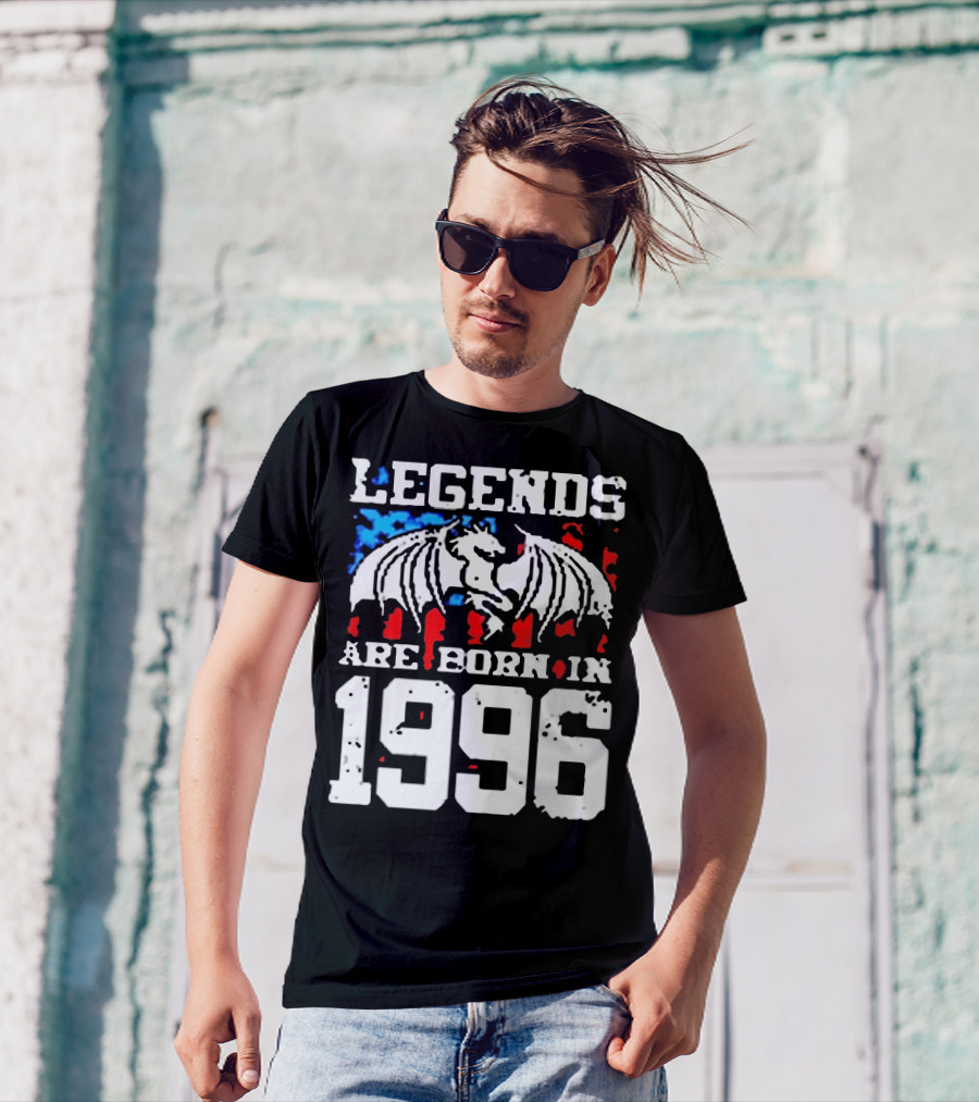 LEGENDS ARE BORN IN 1996 Dragon Wing Symbol Red White And Blue T-Shirt