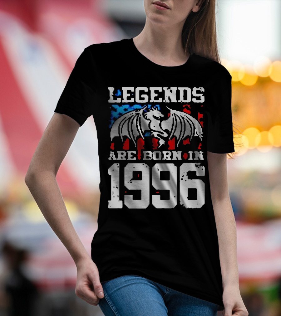 LEGENDS ARE BORN IN 1996 Dragon Wing Symbol Red White And Blue T-Shirt