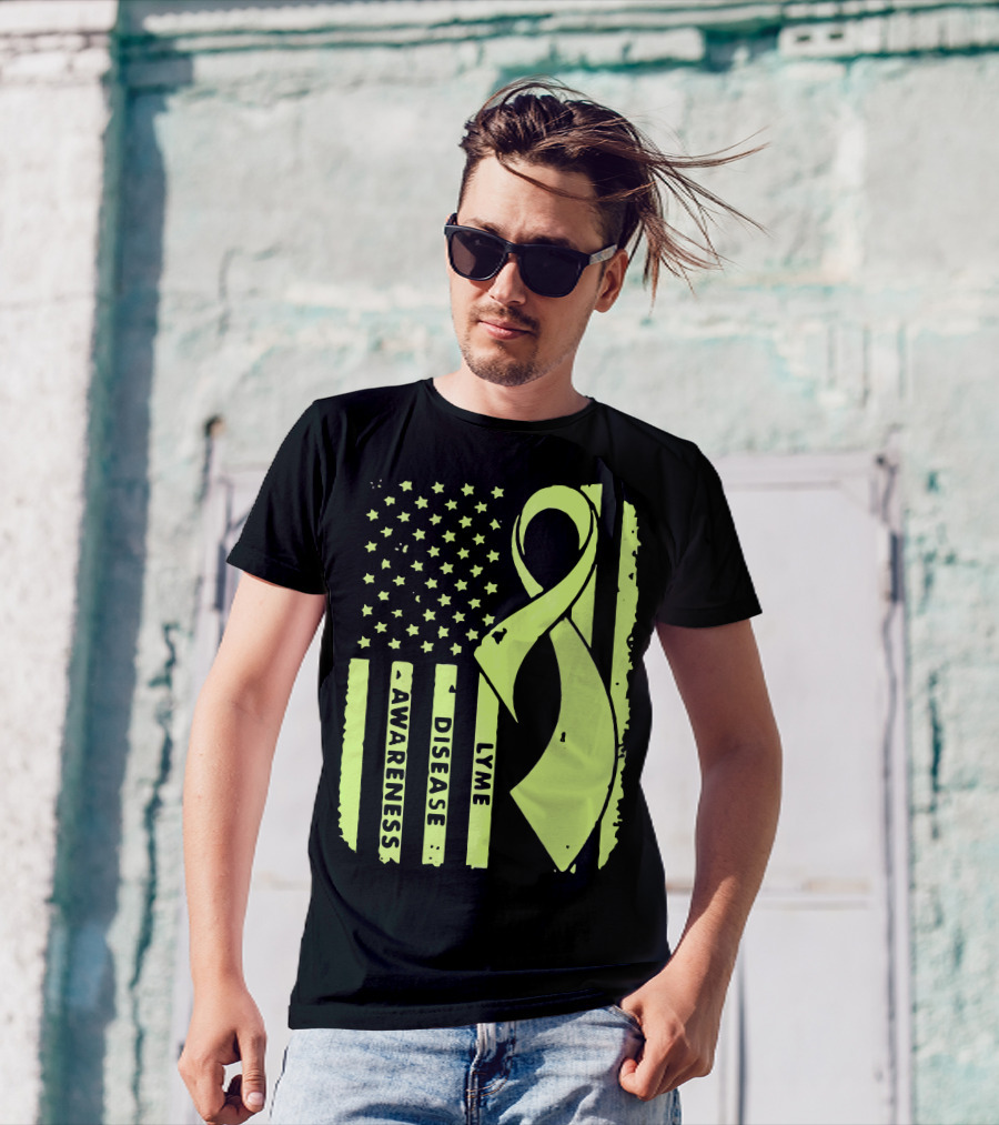 American Flag Lyme Disease Awareness T-Shirt