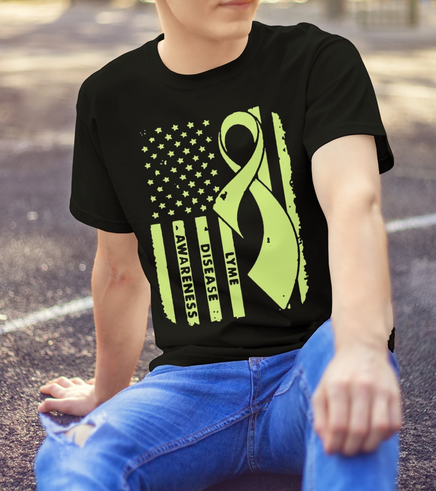 American Flag Lyme Disease Awareness T-Shirt