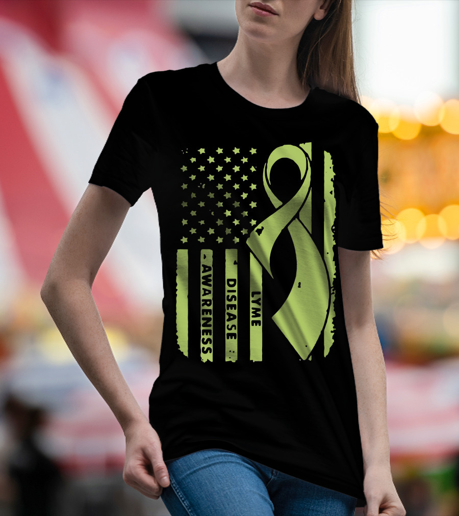 American Flag Lyme Disease Awareness T-Shirt