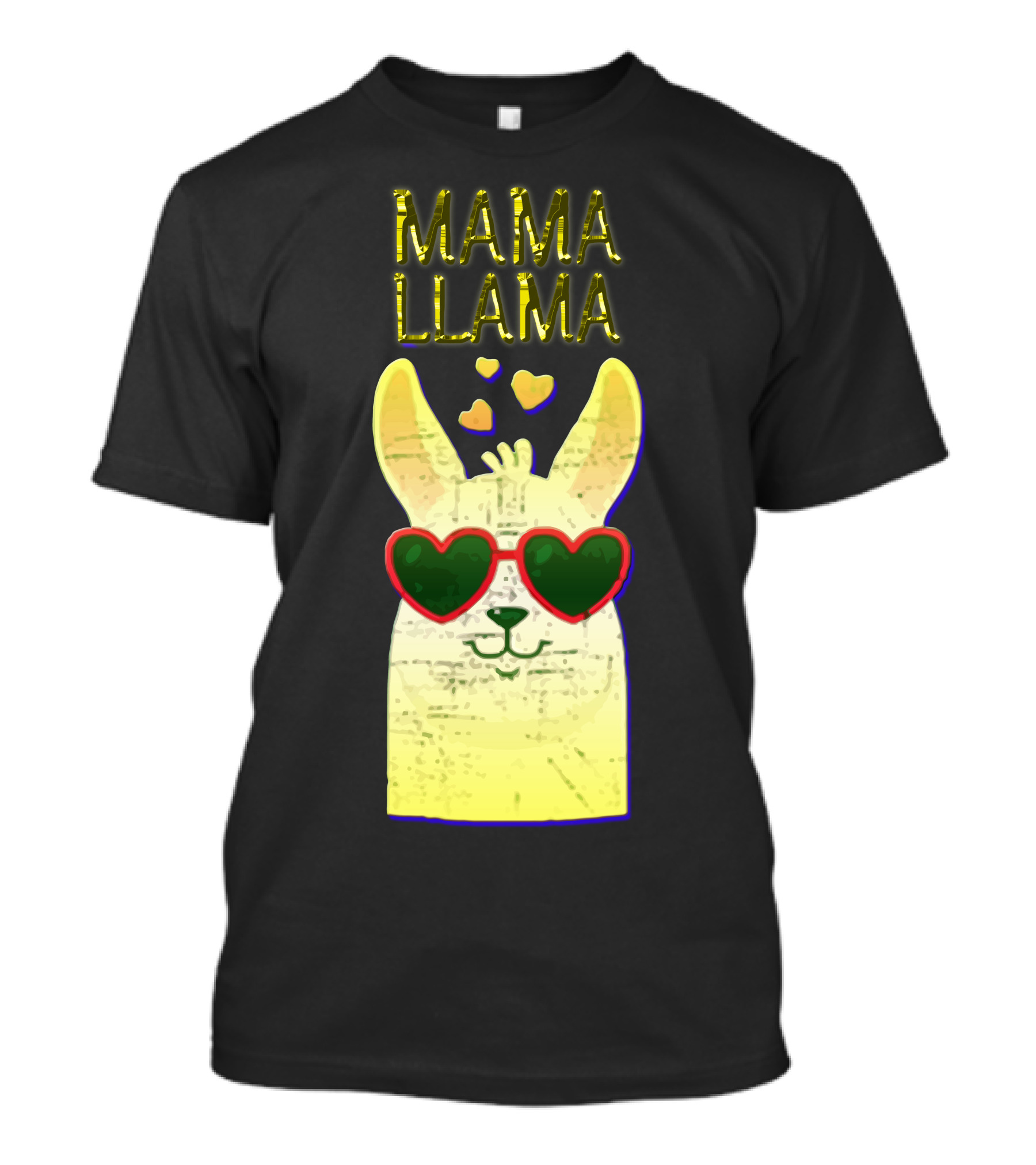 MAMA LLAMA Heart Sunglasses And Cute Yellow Hearts T-Shirt