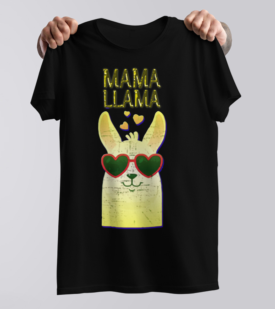 MAMA LLAMA Heart Sunglasses And Cute Yellow Hearts T-Shirt