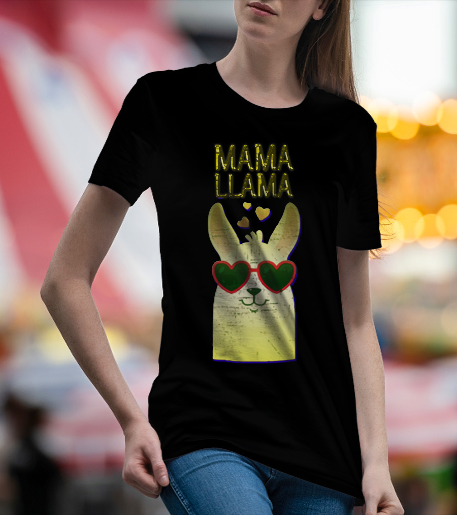 MAMA LLAMA Heart Sunglasses And Cute Yellow Hearts T-Shirt