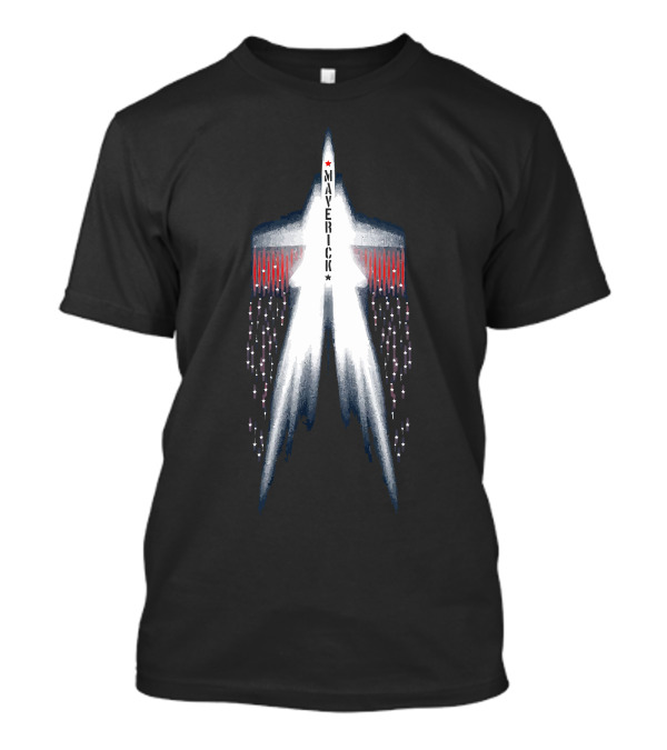 Maverick Jet Star Pattern With Red White Blue Trail T-Shirt