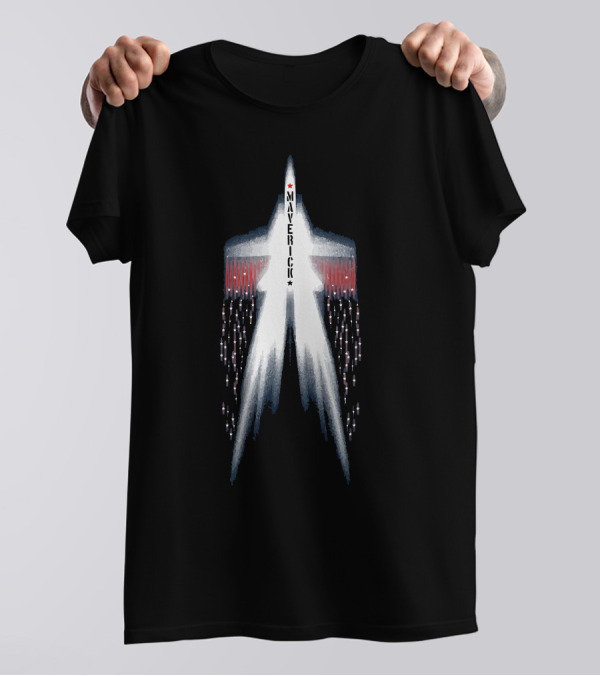 Maverick Jet Star Pattern With Red White Blue Trail T-Shirt