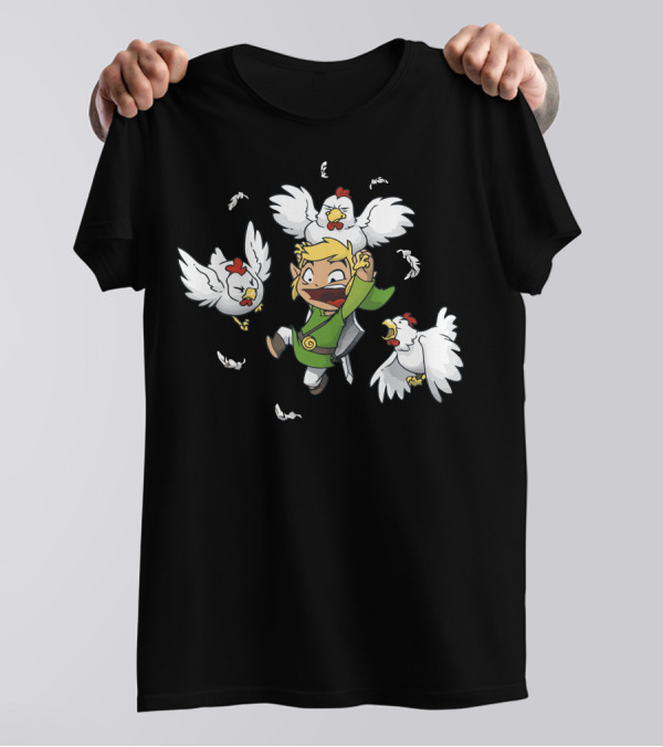 Maybe A Bad Idea Hero Surrounded By Angry Chickens T-Shirt