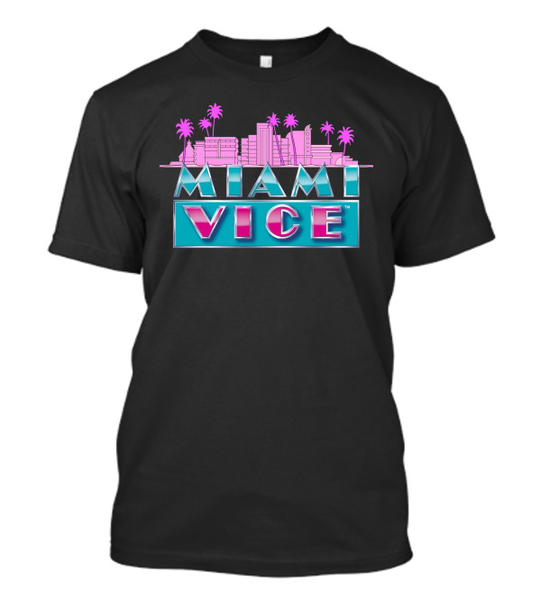 Miami Vice Crockett Tubbs Retro Neon Skyline T-Shirt