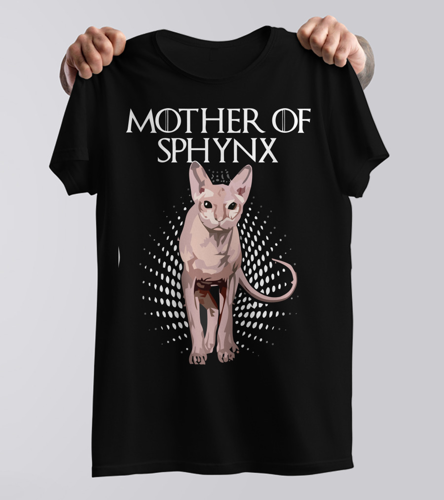 Mother Of Sphynx Cat Graphic Retro Style White Dots T-Shirt
