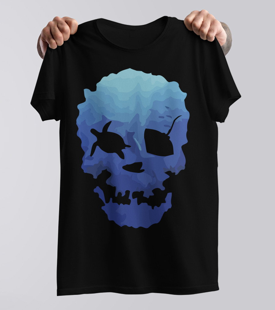 Mystic Ocean Skull With Turtle And Stingray T-Shirt