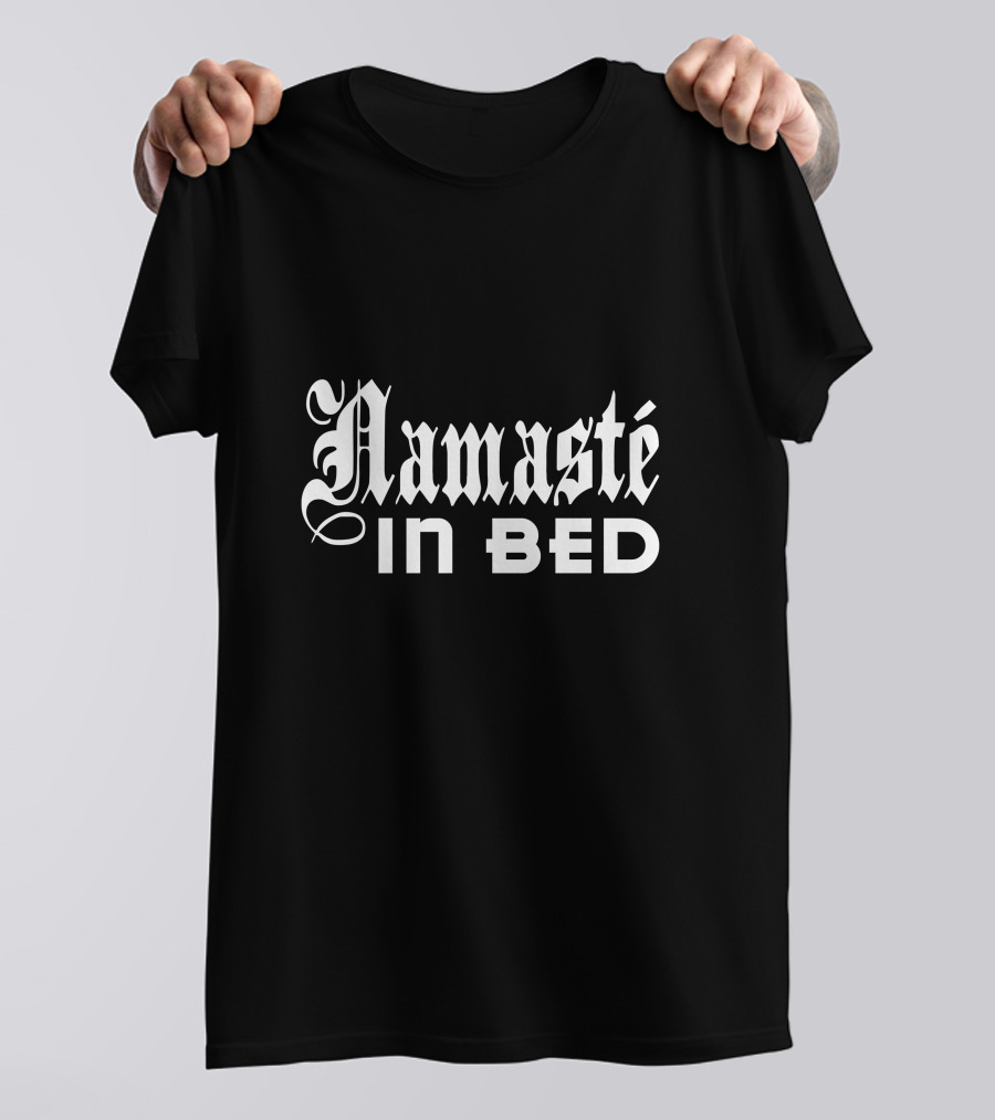 Namaste In Bed Off Shoulder Style Yoga Humor T-Shirt