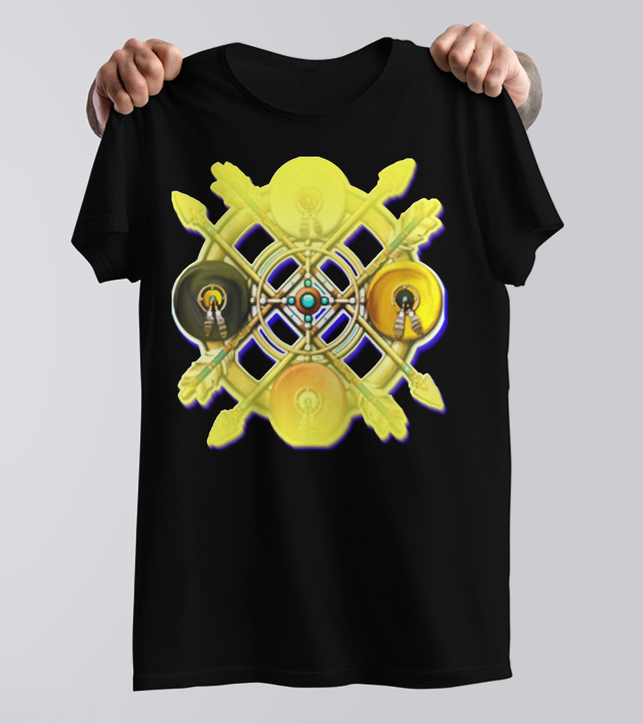 Native American Medicine Wheel Mandala Circular Pattern With Crossed Arrows And Feather Elements T-Shirt