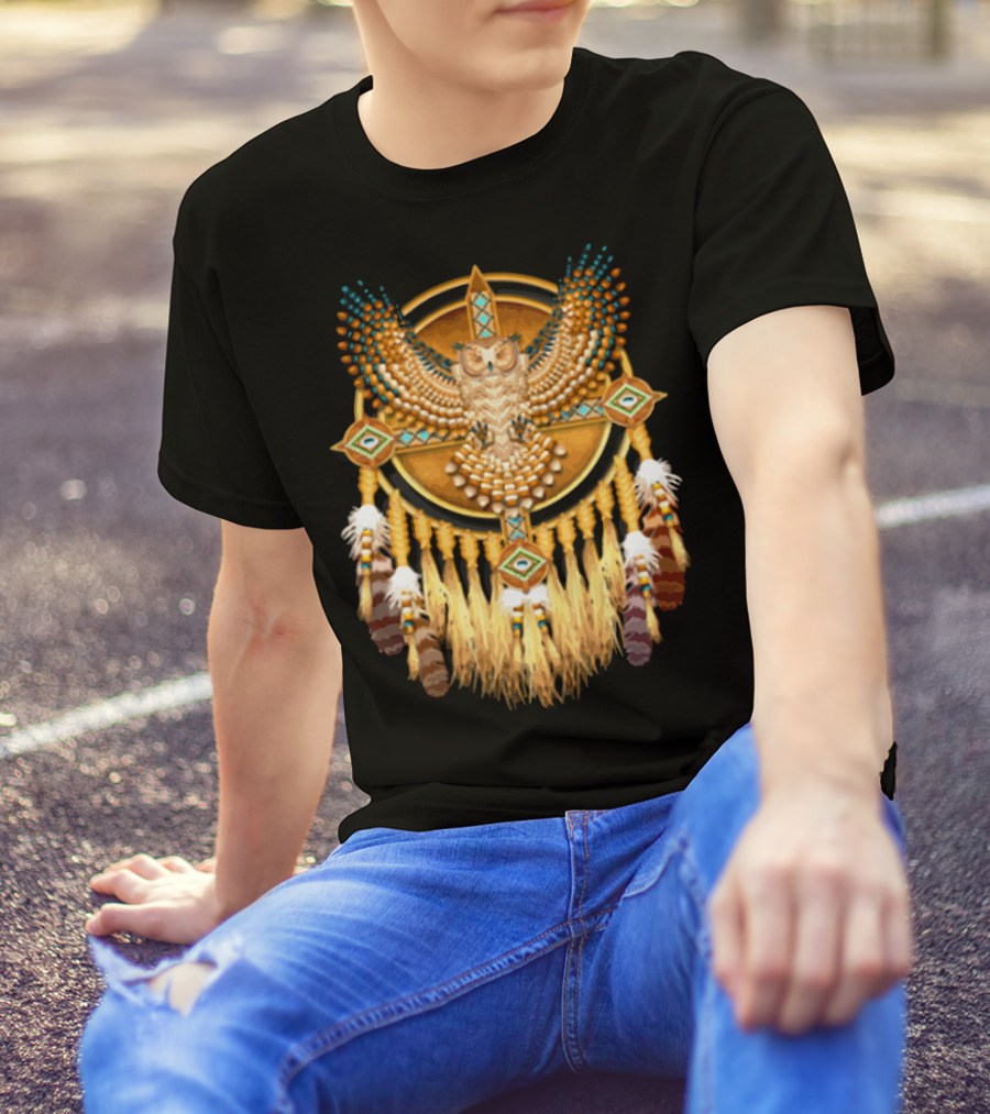 Native Owl Feather Dreamcatcher T-Shirt