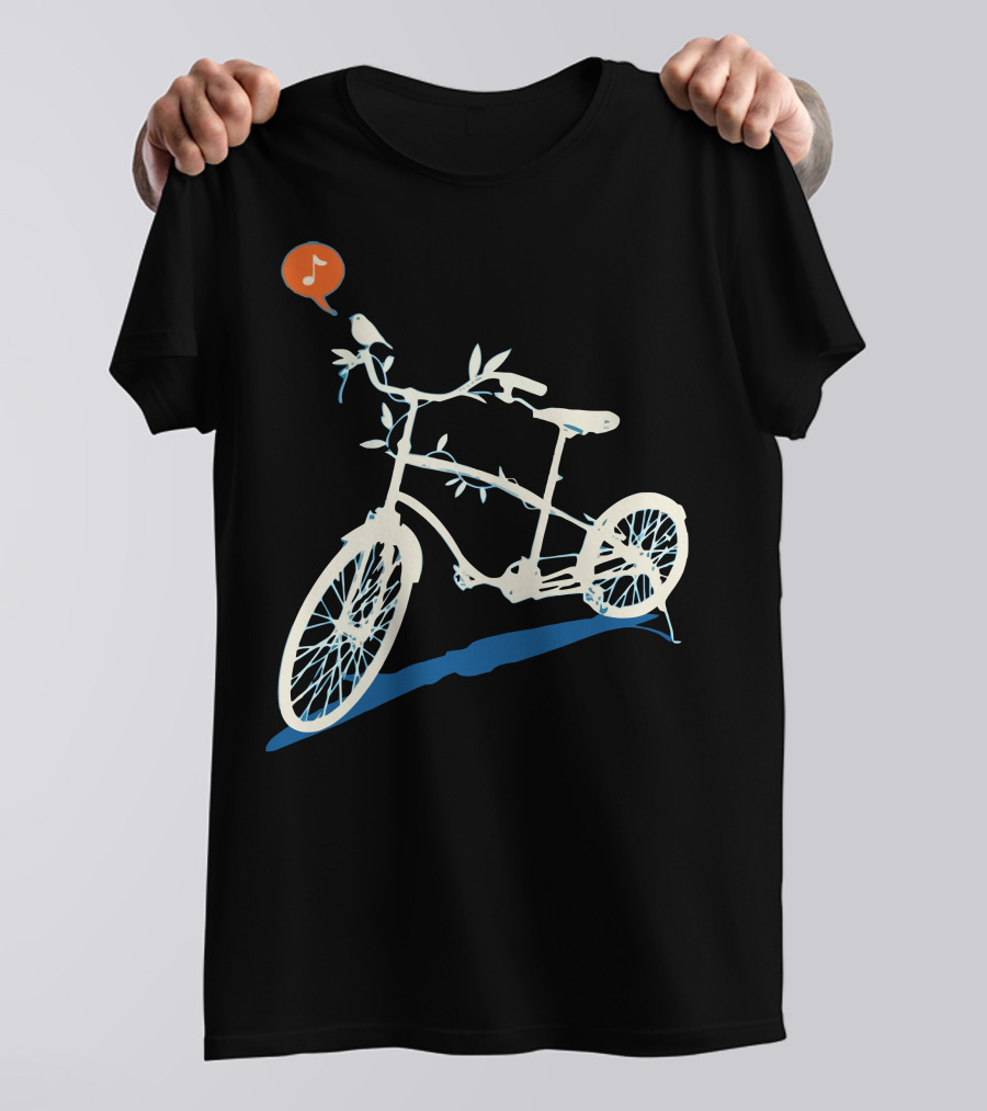 Nature Call: Bird On Bicycle With Music Note T-Shirt