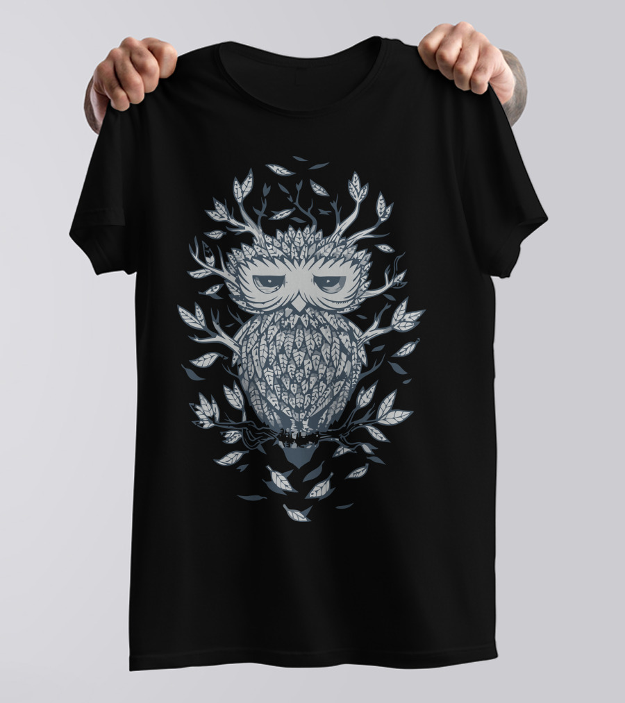 Nature Owl Tree Branches And Leaves T-Shirt