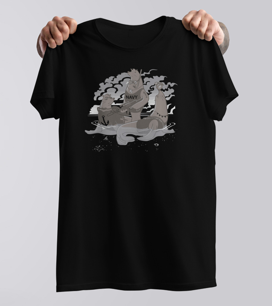 Navy Seals Animal Parody With Bear Seal Walrus In Combat Gear T-Shirt