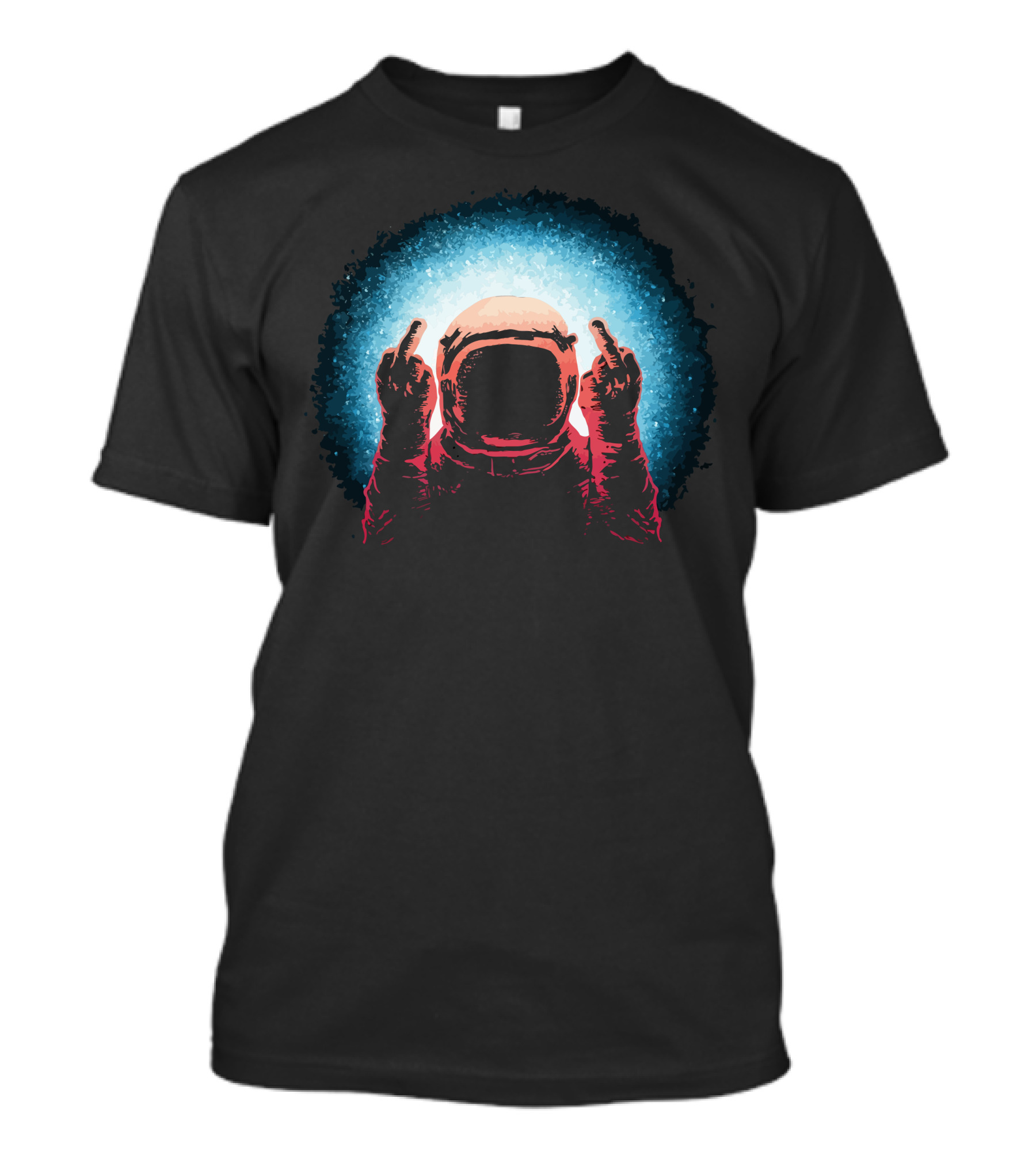 Negative Spaceman Astronaut Middle Finger Stance T-Shirt