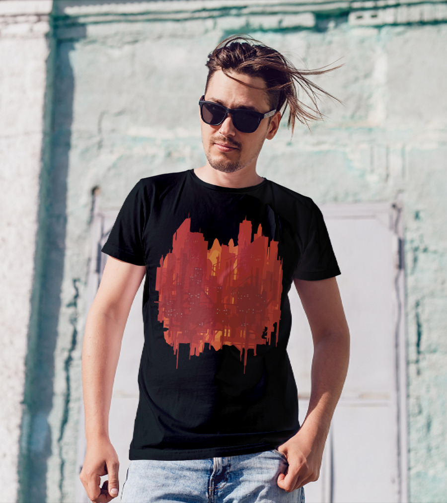 Neo Australia Red Futuristic Skyline T-Shirt