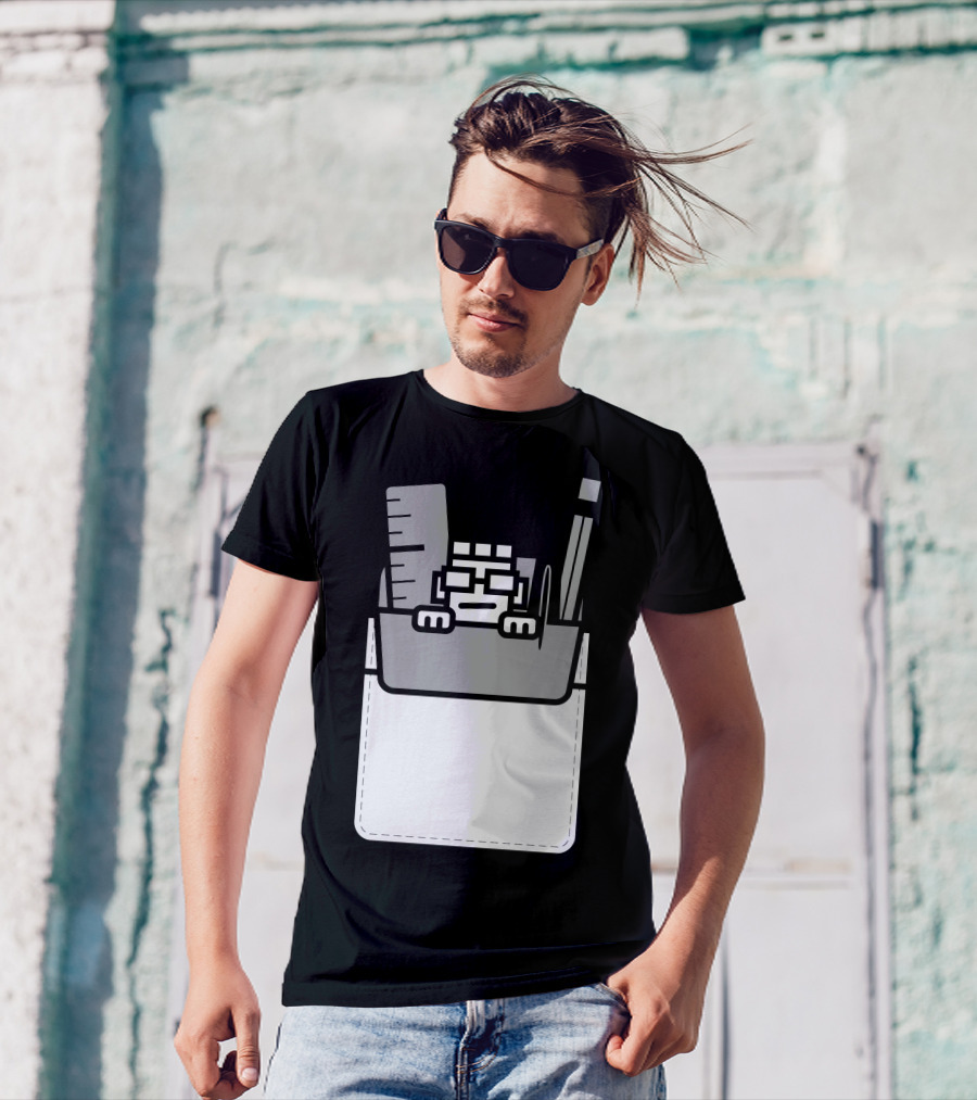 Nerd Hiding In Pocket With Ruler And Pencil T-Shirt