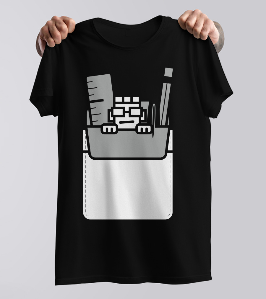Nerd Hiding In Pocket With Ruler And Pencil T-Shirt