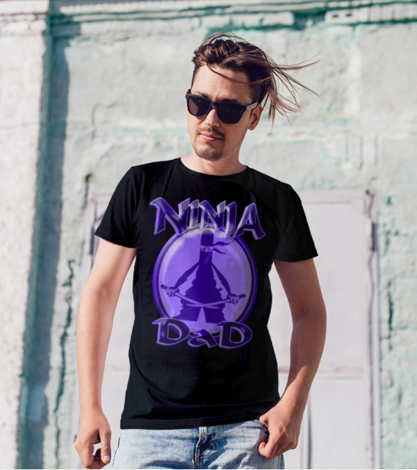 Ninja Dad Dual Sword Circle Shadow T-Shirt