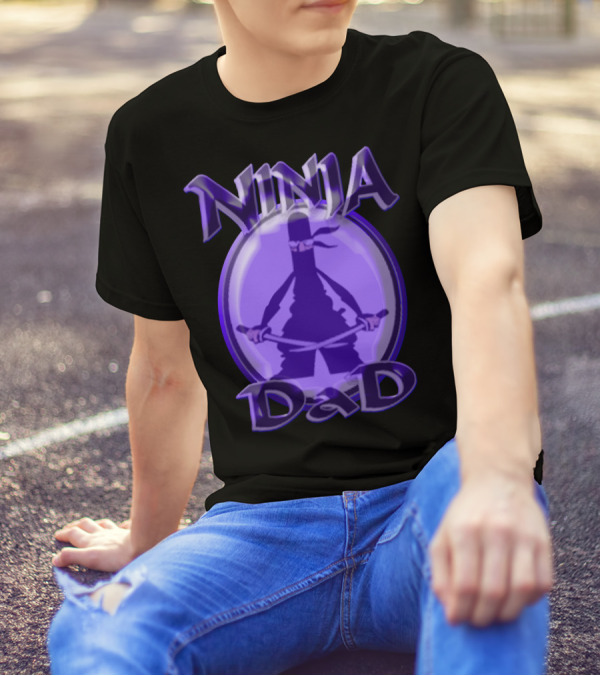 Ninja Dad Dual Sword Circle Shadow T-Shirt