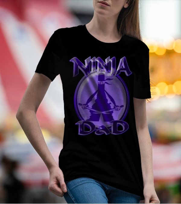 Ninja Dad Dual Sword Circle Shadow T-Shirt