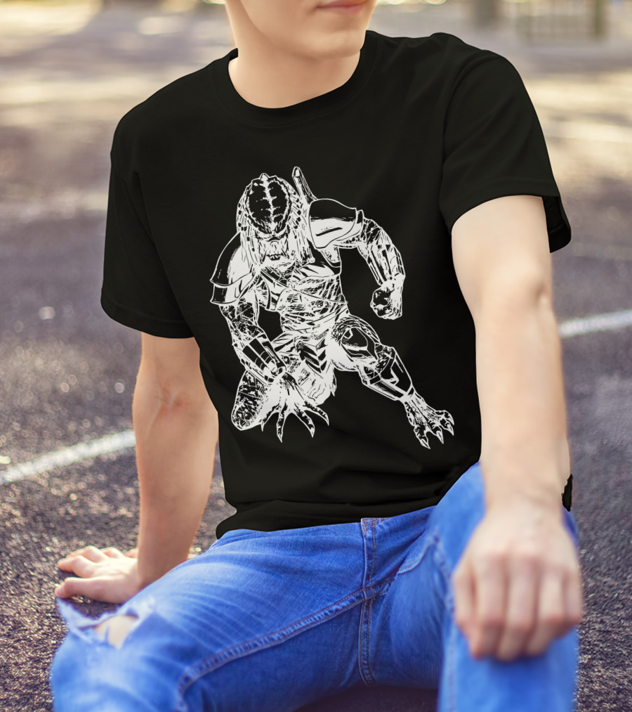Predator 3W Alien Warrior Kneeling Pose T-Shirt