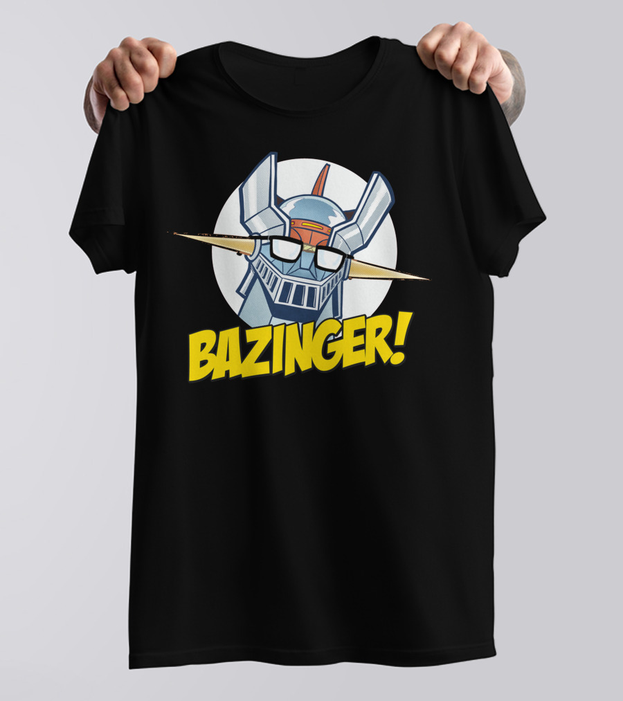 Bazinger Retro Robot Fusion With Glasses And Comical Exclamation T-Shirt