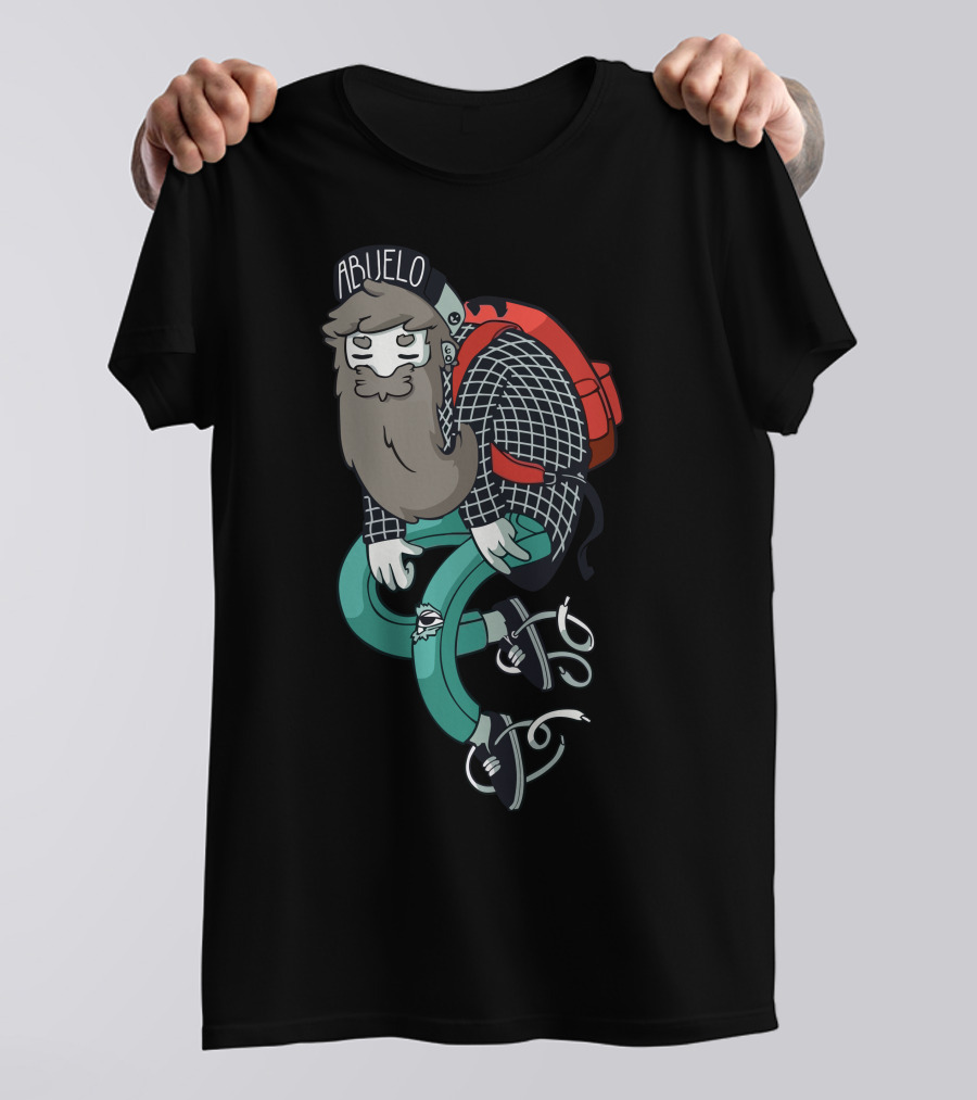 ABUELO Beanie Backpack Bearded Skateboarder T-Shirt